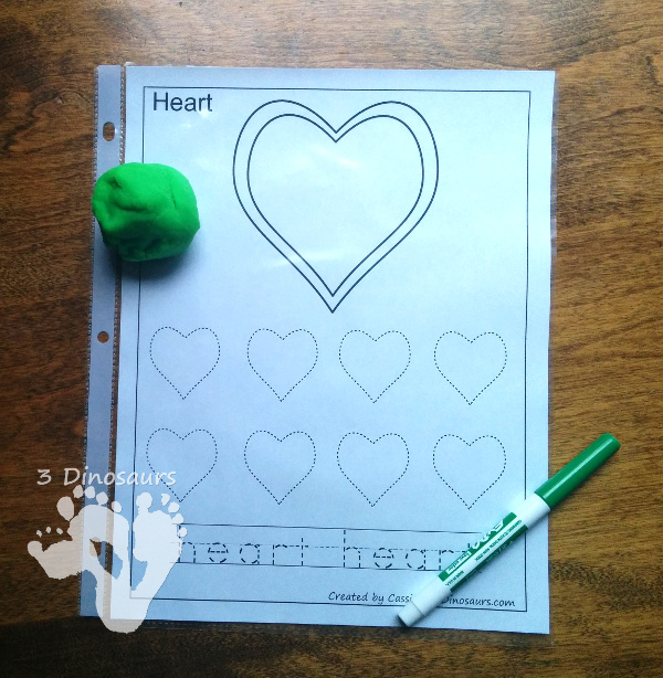 Free Shape Playdough Mat with Tracing Shape & Word | 3 Dinosaurs