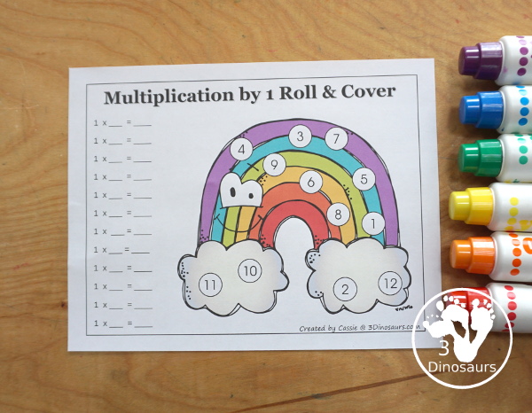 Rainbow Multiplication Roll & Cover has multiplication 1 to 12 and 1 to 15 with two options of equations for each set.- 3Dinosaurs.com
