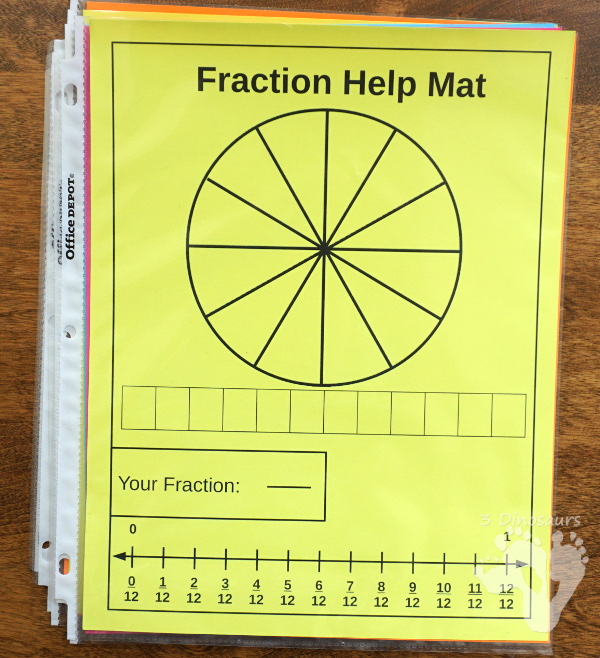 Easy To Use Math Help Fraction Help Mats 3 Dinosaurs