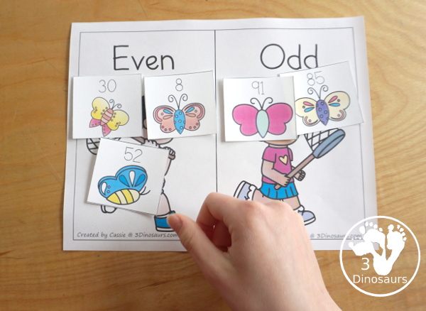 Free Bug Sorting Even & Odd - you have an even and odd sorting mat, even and numbers with butterflies and a recording mat for the numbers. - 3Dinosaurs.com