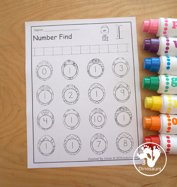 Easter Number Find with Numbers from 0 to 20 | 3 Dinosaurs