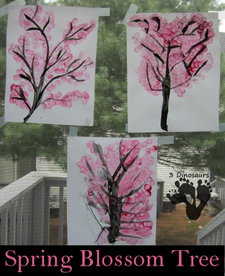 Spring Blossom Tree Painting | 3 Dinosaurs