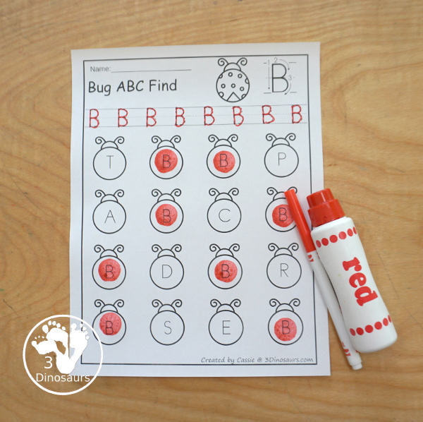 Free Ladybug ABC Matching Puzzle Printables | 3 Dinosaurs