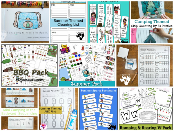 69 summer camping themed activities and printables 3 dinosaurs