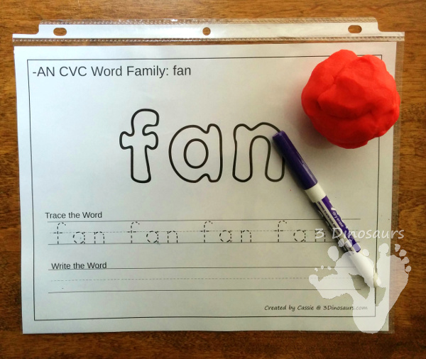 New CVC Word Family Playdough Mats With Tracing: Short A - 3Dinosaurs.com