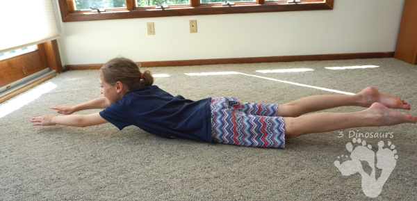 4 Gross Motor Activities on Your Stomach - a great way to work on building stomach gross motor skills and having fun - 3Dinosaurs.com