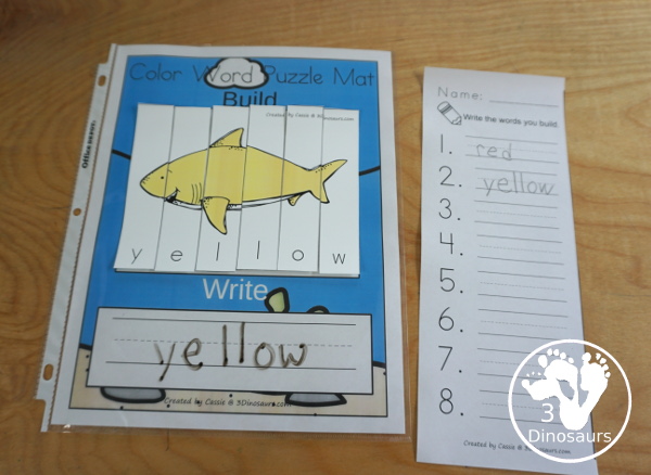 Shark Color Pack - with 63 pages of printables with color easy reader book, color clip cards, color tracing strips, color writing strips, color pocket chart cards, color word writing, color word puzzles, and more all to work on learning color words. This is a great ocean theme - 3Dinosaurs.com- - 3Dinosaurs.com