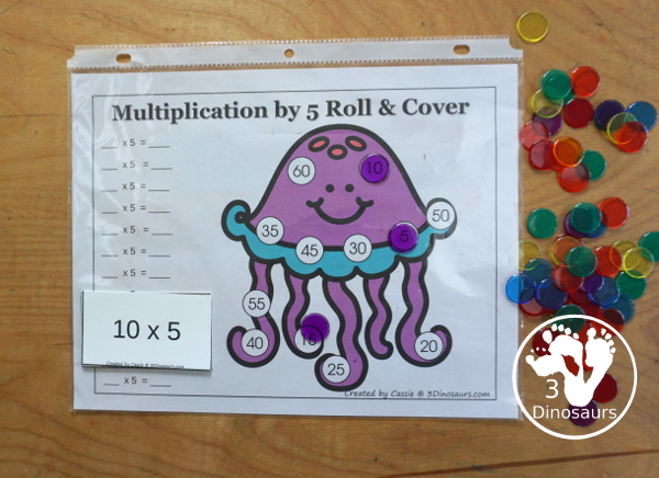 Ocean Multiplication Roll & Cover has multiplication 1 to 12 and 1 to 15 with two options of equations for each set. You can color and black and white options- 3Dinosaurs.com