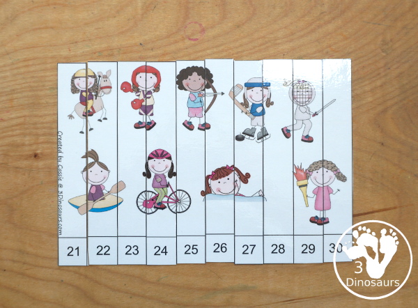Free Summer Olympics Tot Printables - 10 piece puzzle with girls doing summer sports- 3Dinosaurs.com