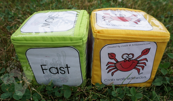 Free Crab Walk Gross Motor Dice - 3 movements with speed dice included with dice and dice inserts - 3Dinosaurs.com