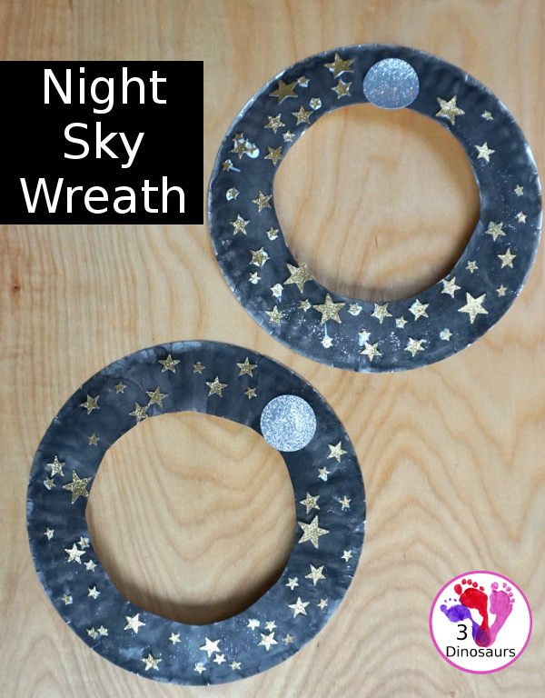 Easy to Make Night Sky Wreath | 3 Dinosaurs