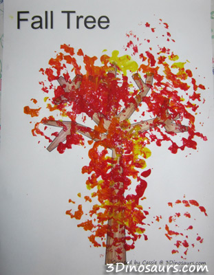 Scrubber Painted Fall Tree | 3 Dinosaurs