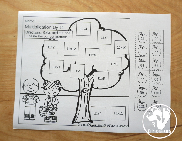 free-apple-multiplication-cut-paste-3-dinosaurs