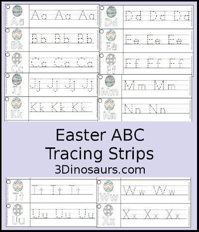 3 Dinosaurs - Easter ABC Tracing Strips