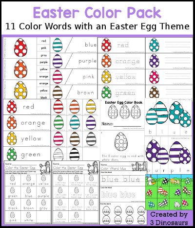 3 Dinosaurs - Easter Egg Color Pack