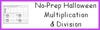 No-Prep Halloween Theme Math Printables Multiplication & Division