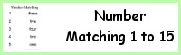 Number Matching 1 to 15