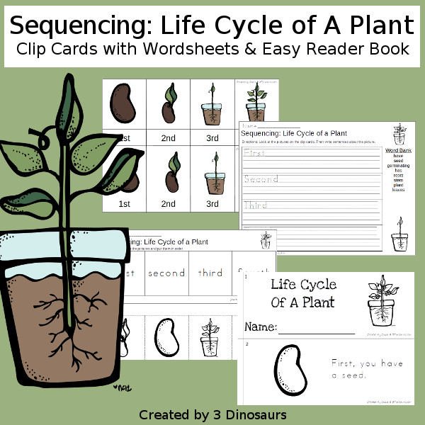 More Spring & Earth Day Themed Sequencing Sets | 3 Dinosaurs