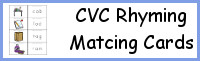 CVC Word Family Rhyming Matching Cards