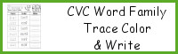 CVC Word Family Trace Color and Write